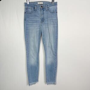 Madewell Womens 27 9" High Rise Skinny Jeans Light Wash Destructed Hem Edition